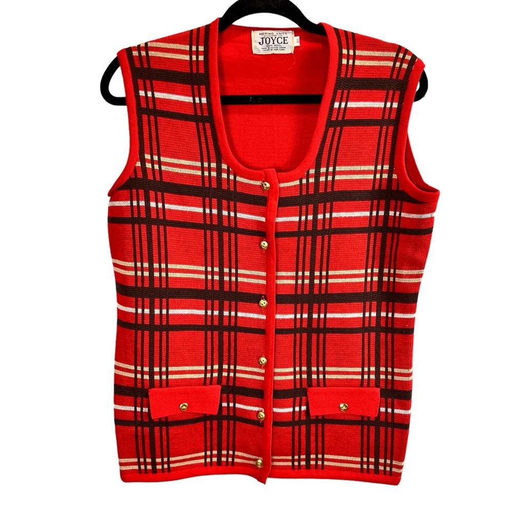 True Vintage plaid Women’s Wool Sweater Vest Large/volup